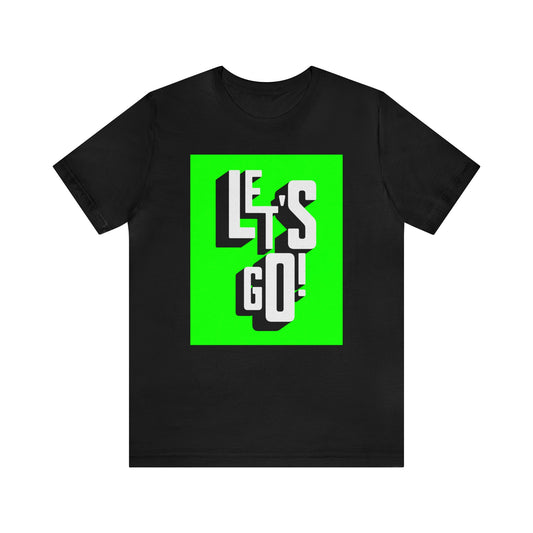 Front of Let's Go Neon Green Graphic Soft Cotton Bella Canvas Tee Cornhole T-Shirt (Unisex)