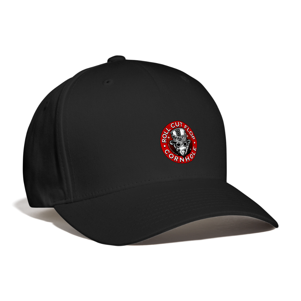 Right angle - Roll Cut Flop Cornhole™ Crew Unisex Black Baseball Hat With Signature Steampunk Gorilla Logo - black