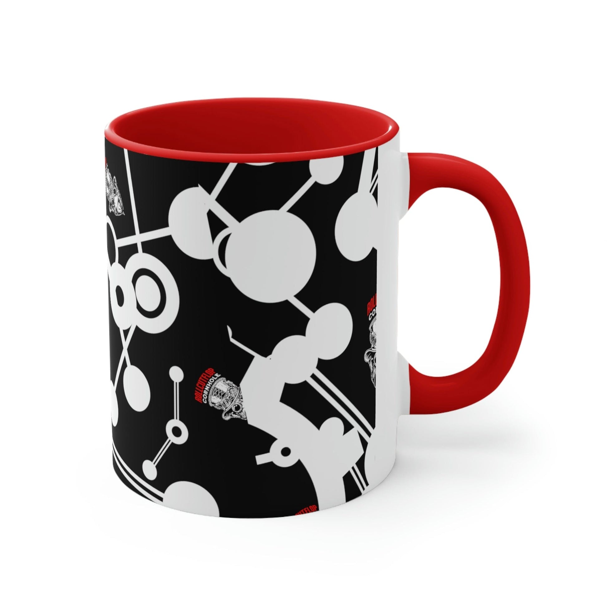 Roll Cut Flop Cornhole™ Red White & Black Ceramic Coffee Mug, 11oz - Right