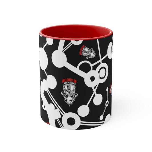 Roll Cut Flop Cornhole™ Red White & Black Ceramic Coffee Mug, 11oz - Front